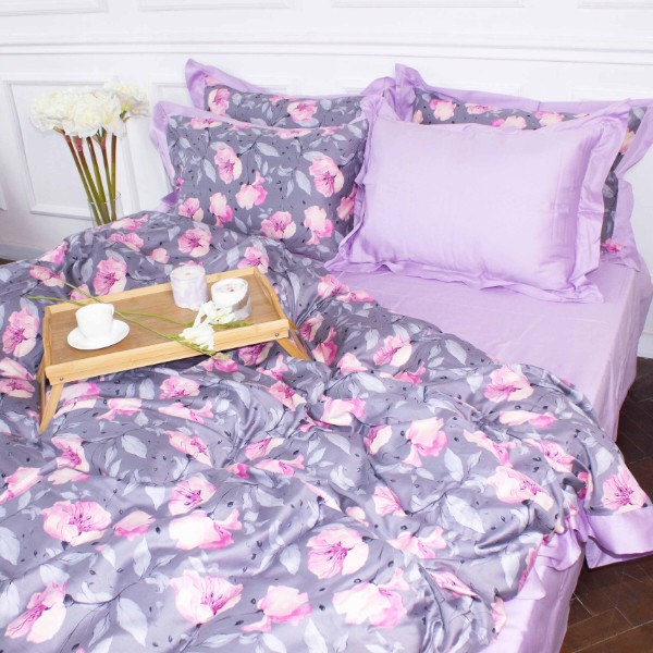 Фото - Комплект постільної білизни MirSon Satin print Elit Aster 143х210х2 см (2200005393864)